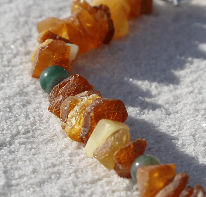 Green Agate & Raw Baltic Amber Necklace - Image 5