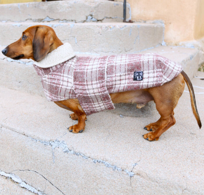 Brick Red Plaid Wool Coat - Image 2