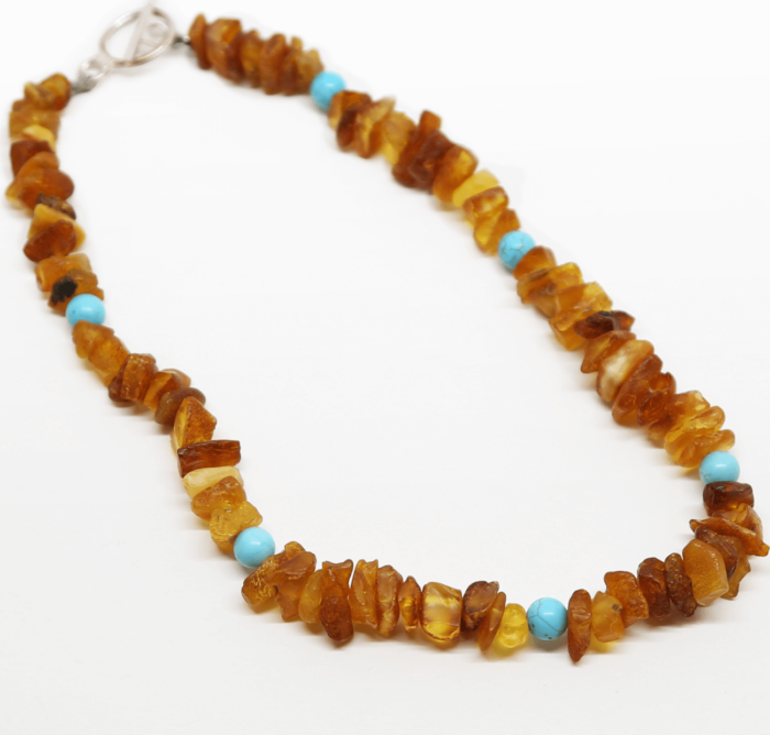 Turquoise & Raw Baltic Amber Necklace