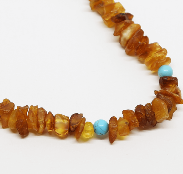 Turquoise & Raw Baltic Amber Necklace - Image 2