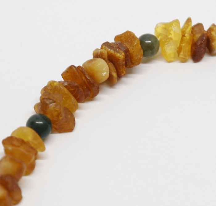 Green Agate & Raw Baltic Amber Necklace - Image 2